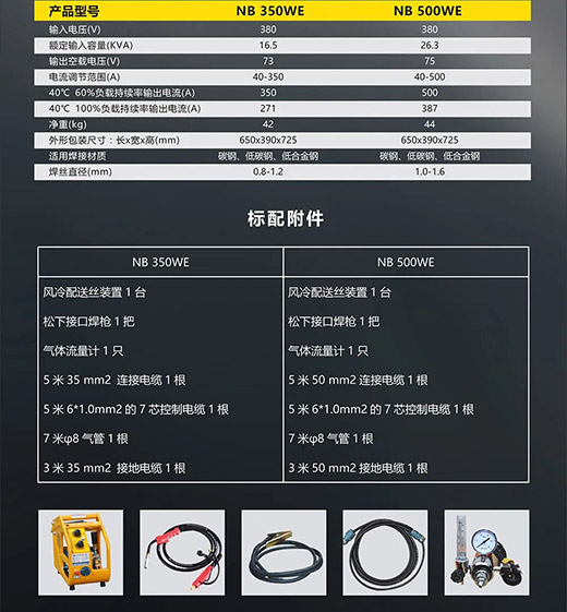 Ag亚洲集团NB 350WE/500WE产品参数标配附件